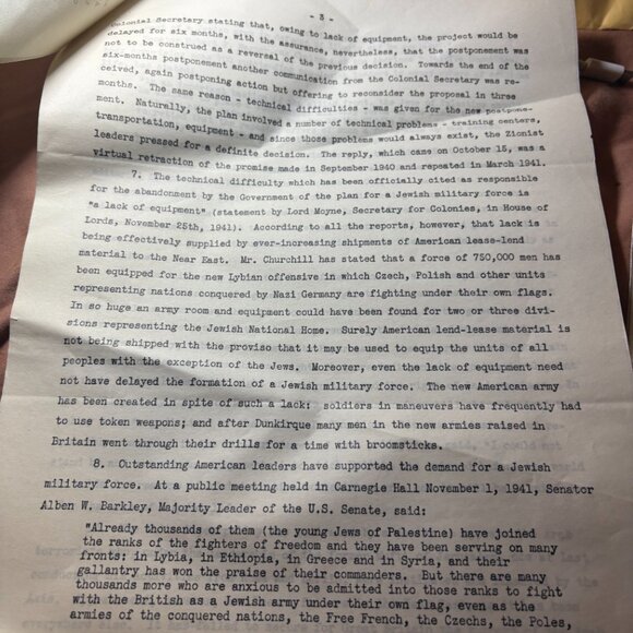 1941 Original 5-Page Document A Jewish Military Force – Historical Collectible - Picture 3 of 5